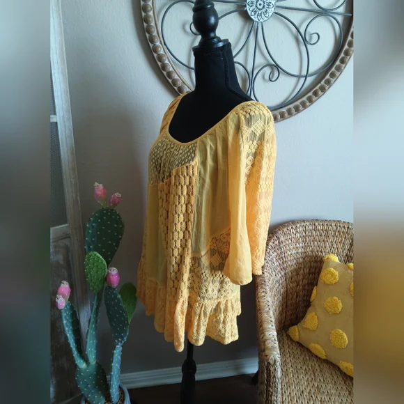 Young Threads Sunny Yellow Lace Blouse - Picture 8 of 9
